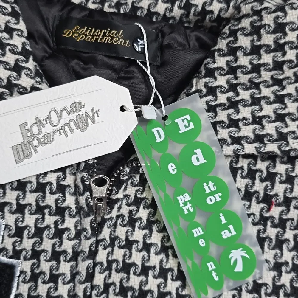 Editorial Department Houndstooth Jacket Black White NWT Size XL